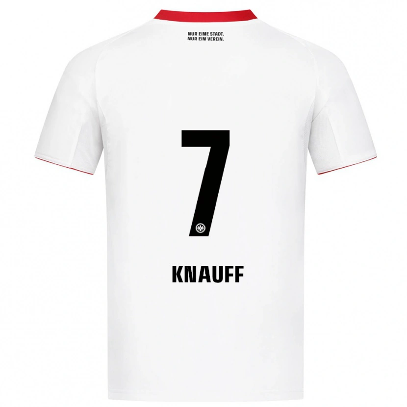Danxen Hombre Camiseta Ansgar Knauff #7 Blanco Rojo 2ª Equipación 2025/26 La Camisa