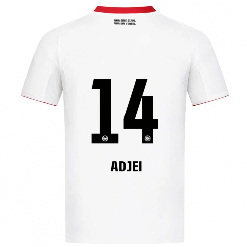 Danxen Hombre Camiseta Allen Adjei #14 Blanco Rojo 2ª Equipación 2025/26 La Camisa