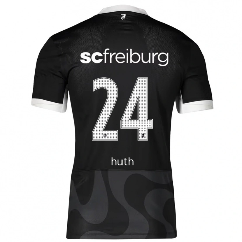 Danxen Hombre Camiseta Jannik Huth #24 Negro Blanco 2ª Equipación 2025/26 La Camisa