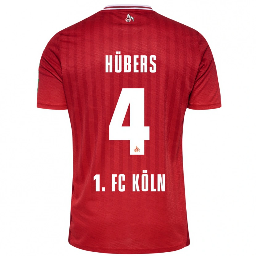 Danxen Hombre Camiseta Timo Hübers #4 Rojo Blanco 2ª Equipación 2025/26 La Camisa