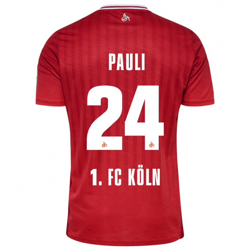 Danxen Hombre Camiseta Julian Pauli #24 Rojo Blanco 2ª Equipación 2025/26 La Camisa