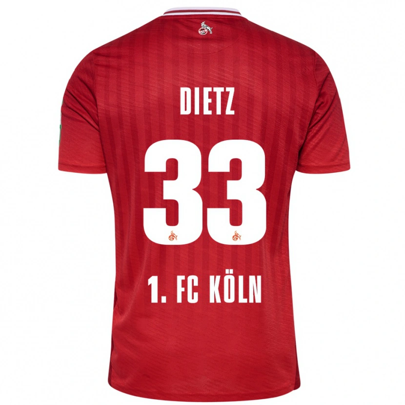 Danxen Hombre Camiseta Florian Dietz #33 Rojo Blanco 2ª Equipación 2025/26 La Camisa