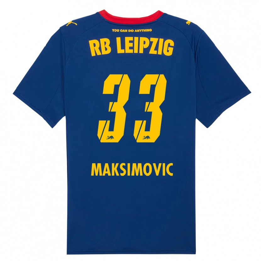 Danxen Hombre Camiseta Andrija Maksimovic #33 Marino Rojo 2ª Equipación 2025/26 La Camisa