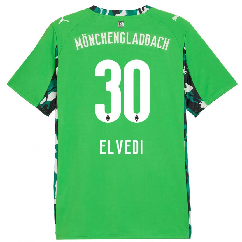 Danxen Hombre Camiseta Nico Elvedi #30 Verde Negro 2ª Equipación 2025/26 La Camisa