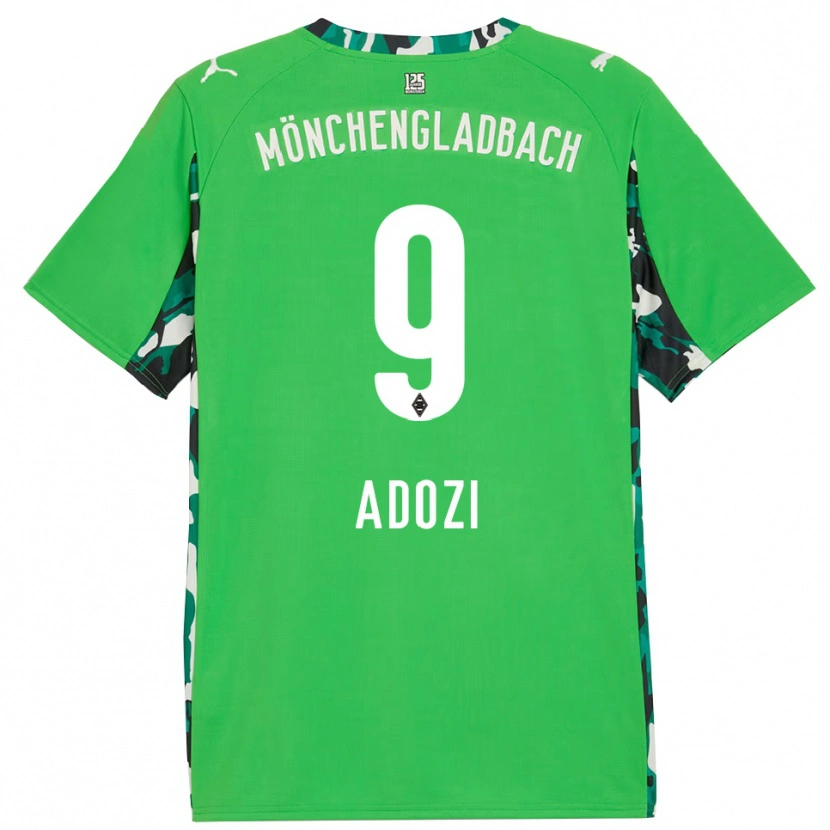 Danxen Hombre Camiseta Justin Adozi #9 Verde Negro 2ª Equipación 2025/26 La Camisa