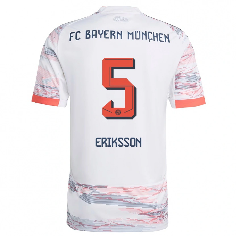 Danxen Hombre Camiseta Magdalena Eriksson #5 Blanco Gris 2ª Equipación 2025/26 La Camisa