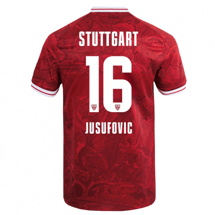 Danxen Hombre Camiseta Farah Jusufović #16 Rojo Negro 2ª Equipación 2025/26 La Camisa