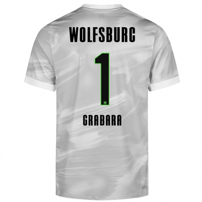 Danxen Hombre Camiseta Kamil Grabara #1 Gris Blanco 2ª Equipación 2025/26 La Camisa
