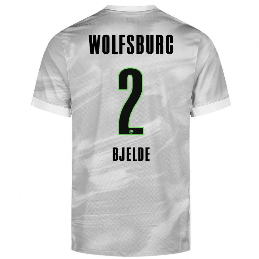 Danxen Hombre Camiseta Thea Bjelde #2 Gris Blanco 2ª Equipación 2025/26 La Camisa