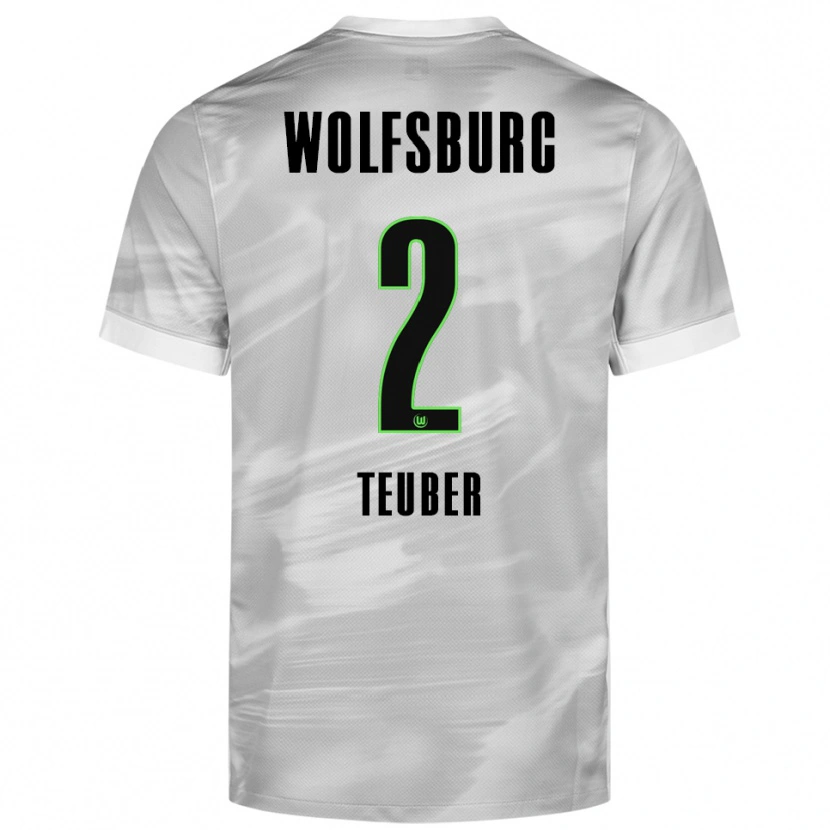 Danxen Hombre Camiseta Julius Teuber #2 Gris Blanco 2ª Equipación 2025/26 La Camisa