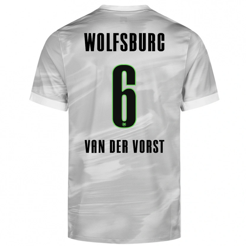 Danxen Hombre Camiseta Fynn Van Der Vorst #6 Gris Blanco 2ª Equipación 2025/26 La Camisa