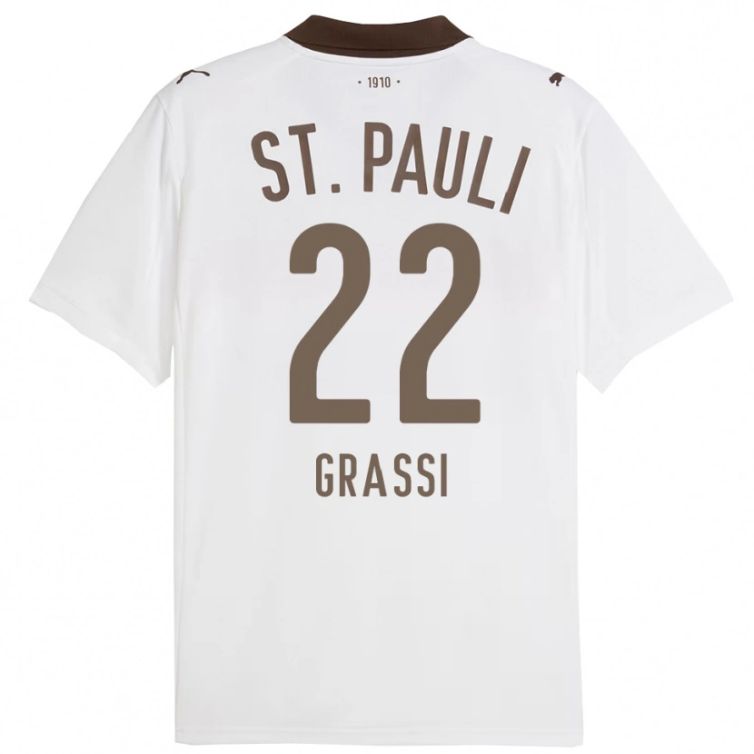 Danxen Hombre Camiseta Levi Grassi #22 Blanco Rojo 2ª Equipación 2025/26 La Camisa