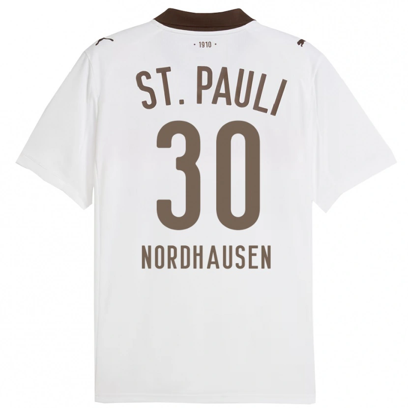 Danxen Hombre Camiseta Neele Nordhausen #30 Blanco Rojo 2ª Equipación 2025/26 La Camisa