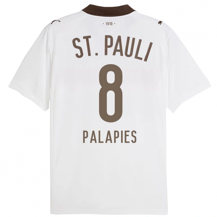 Danxen Hombre Camiseta Noah Palapies #8 Blanco Rojo 2ª Equipación 2025/26 La Camisa