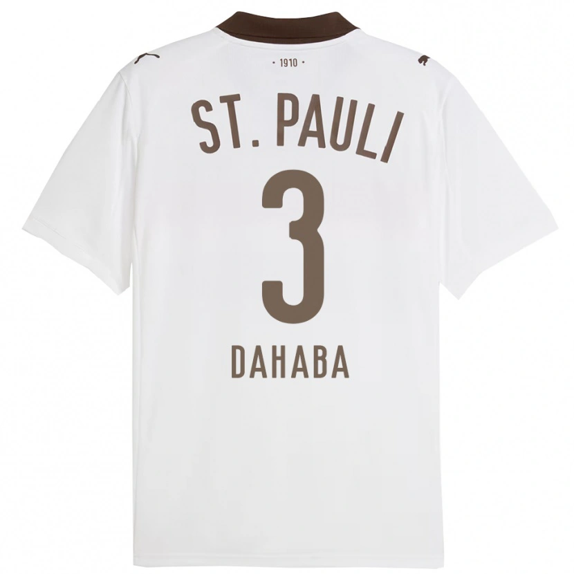 Danxen Hombre Camiseta Muhammad Dahaba #3 Blanco Rojo 2ª Equipación 2025/26 La Camisa