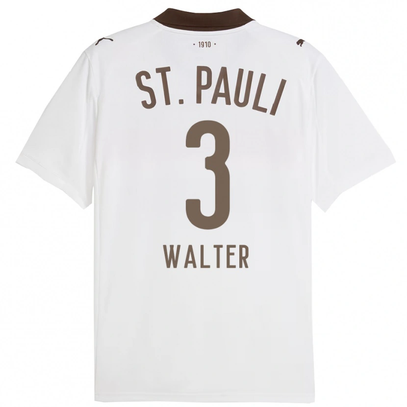 Danxen Hombre Camiseta Maximilian Walter #3 Blanco Rojo 2ª Equipación 2025/26 La Camisa
