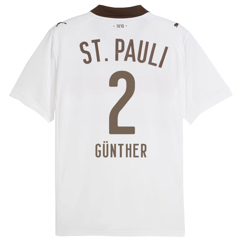 Danxen Hombre Camiseta Luca Günther #2 Blanco Rojo 2ª Equipación 2025/26 La Camisa