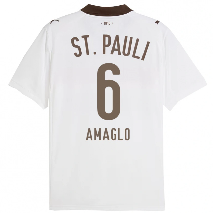 Danxen Hombre Camiseta Aron Amaglo #6 Blanco Rojo 2ª Equipación 2025/26 La Camisa