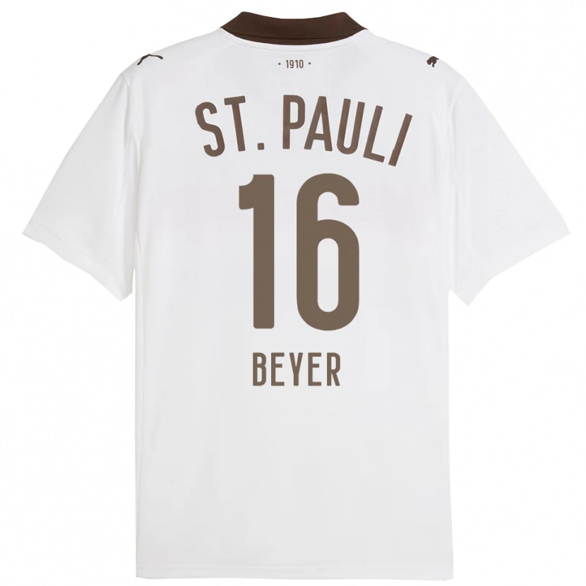 Danxen Hombre Camiseta Lasse Beyer #16 Blanco Rojo 2ª Equipación 2025/26 La Camisa