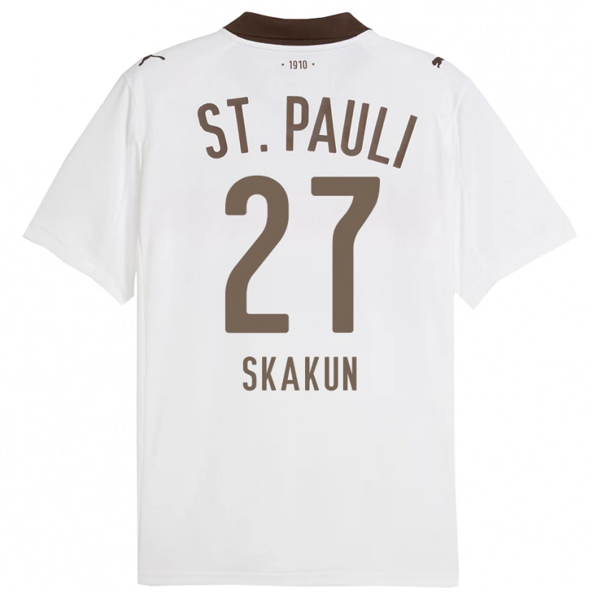 Danxen Hombre Camiseta Oleg Skakun #27 Blanco Rojo 2ª Equipación 2025/26 La Camisa