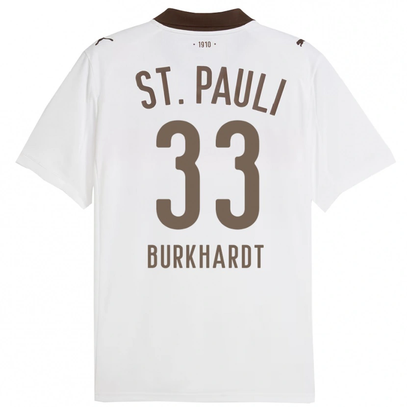 Danxen Hombre Camiseta Jannik Burkhardt #33 Blanco Rojo 2ª Equipación 2025/26 La Camisa