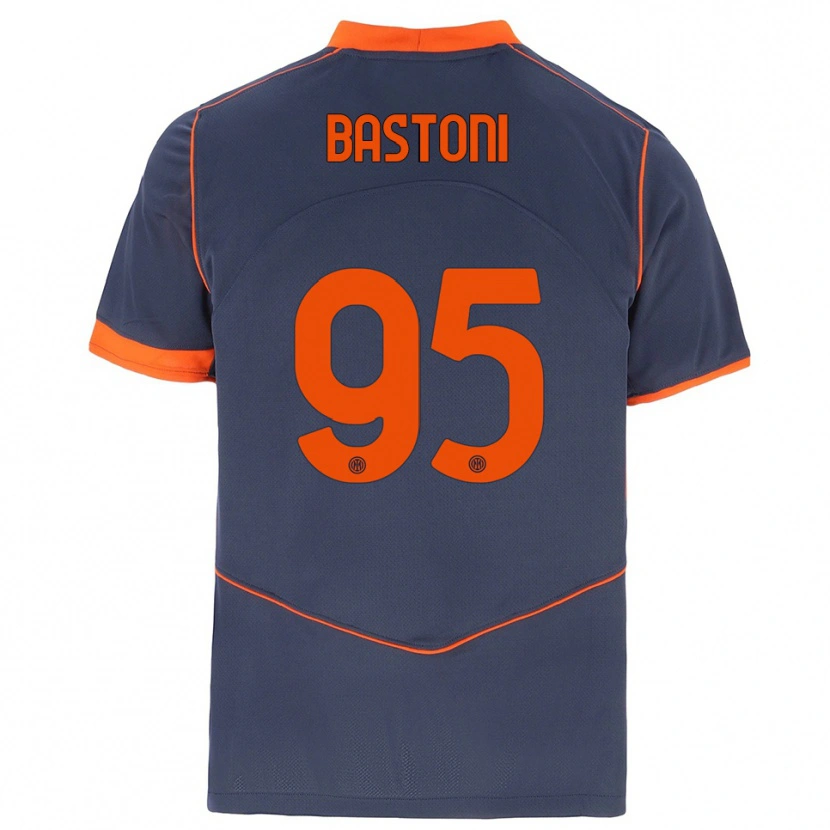 Danxen Hombre Camiseta Alessandro Bastoni #95 Gris Naranja Equipación Tercera 2025/26 La Camisa