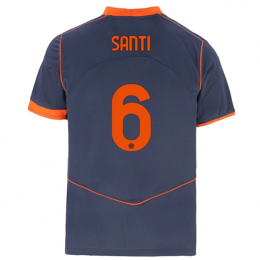 Danxen Hombre Camiseta Irene Santi #6 Gris Naranja Equipación Tercera 2025/26 La Camisa