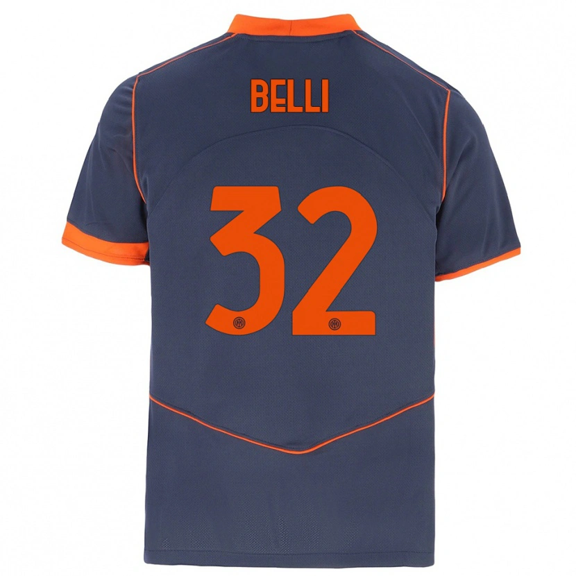 Danxen Hombre Camiseta Elena Belli #32 Gris Naranja Equipación Tercera 2025/26 La Camisa