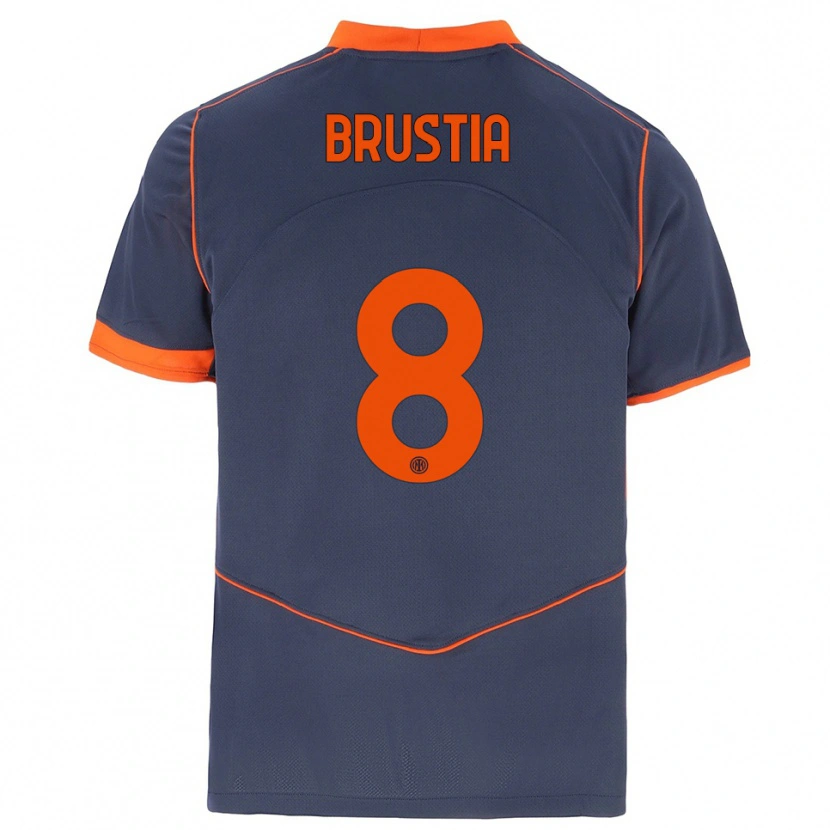 Danxen Hombre Camiseta Martina Brustia #8 Gris Naranja Equipación Tercera 2025/26 La Camisa