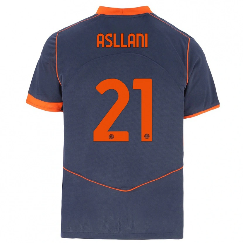 Danxen Hombre Camiseta Kristjan Asllani #21 Gris Naranja Equipación Tercera 2025/26 La Camisa