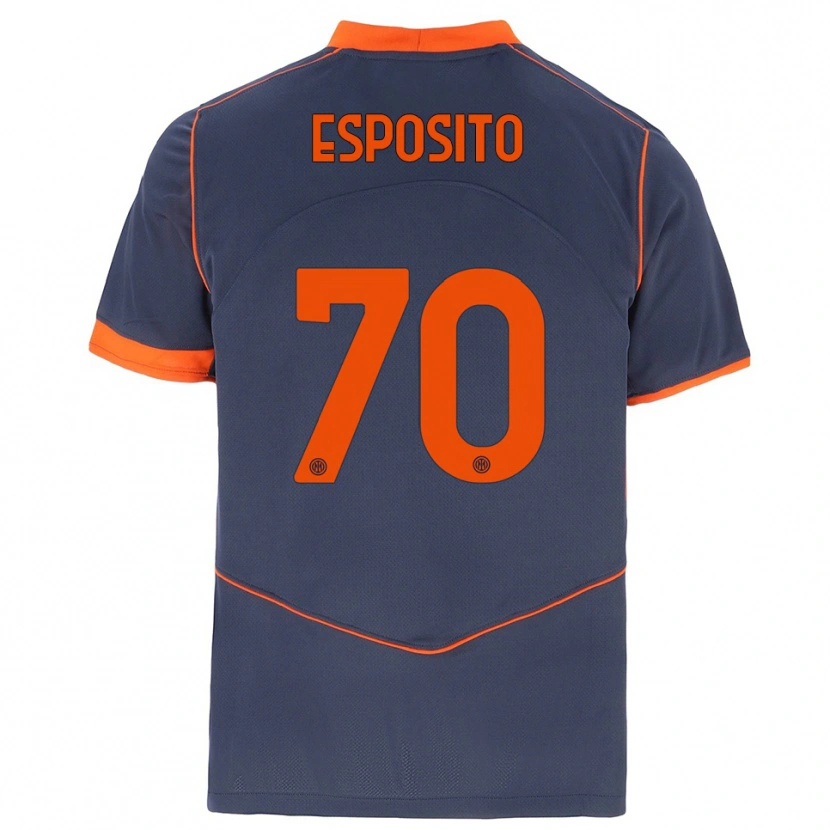 Danxen Hombre Camiseta Sebastiano Esposito #70 Gris Naranja Equipación Tercera 2025/26 La Camisa