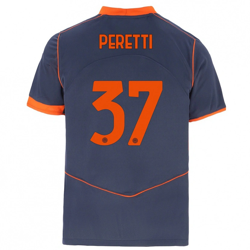 Danxen Hombre Camiseta Lorenzo Peretti #37 Gris Naranja Equipación Tercera 2025/26 La Camisa