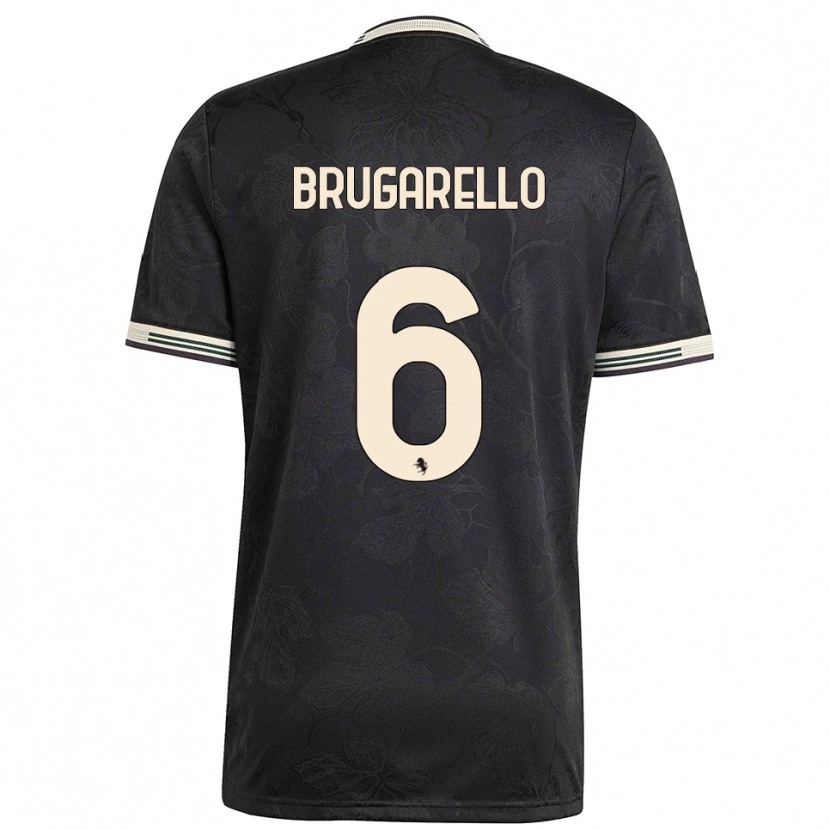 Danxen Hombre Camiseta Mattia Brugarello #6 Negro Blanco Verde Equipación Tercera 2025/26 La Camisa