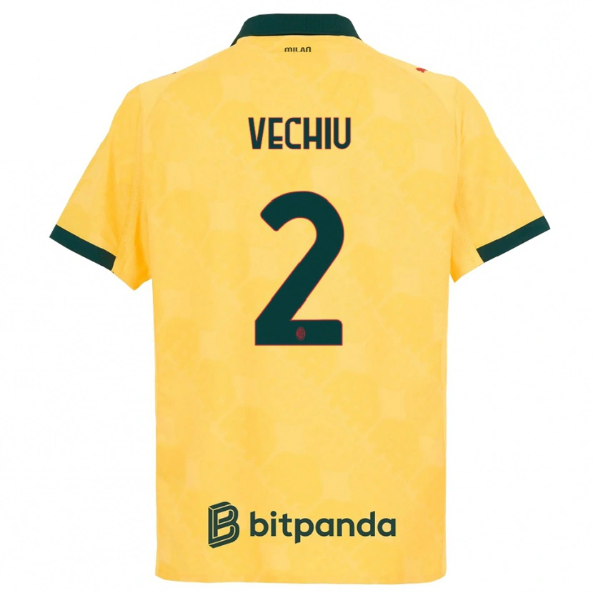 Danxen Hombre Camiseta Christian Vechiu #2 Amarillo Negro Equipación Tercera 2025/26 La Camisa