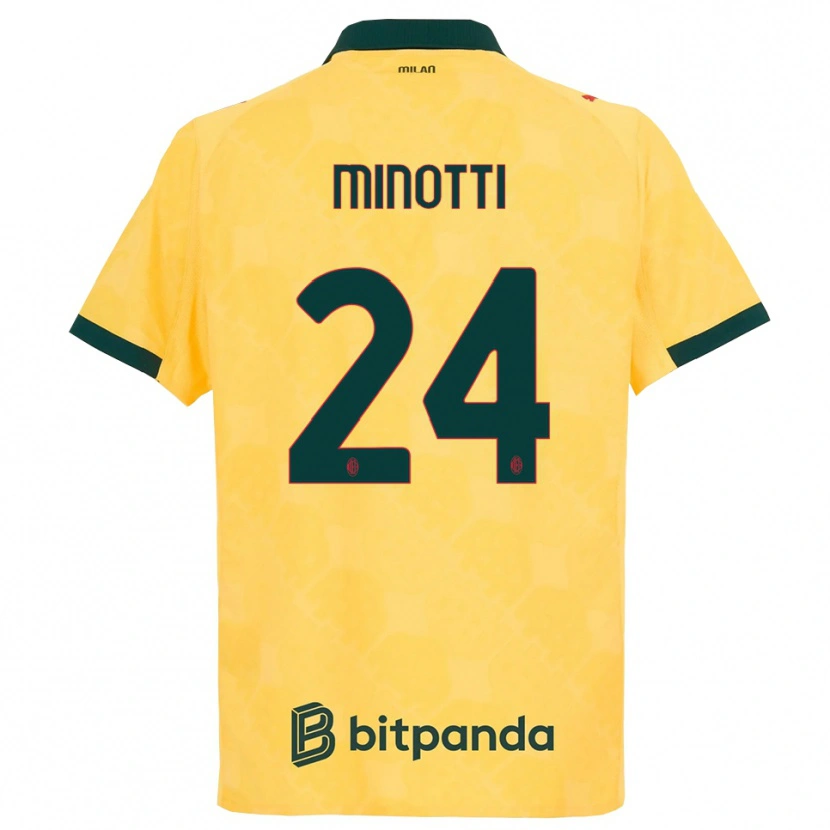 Danxen Hombre Camiseta Gabriele Minotti #24 Amarillo Negro Equipación Tercera 2025/26 La Camisa