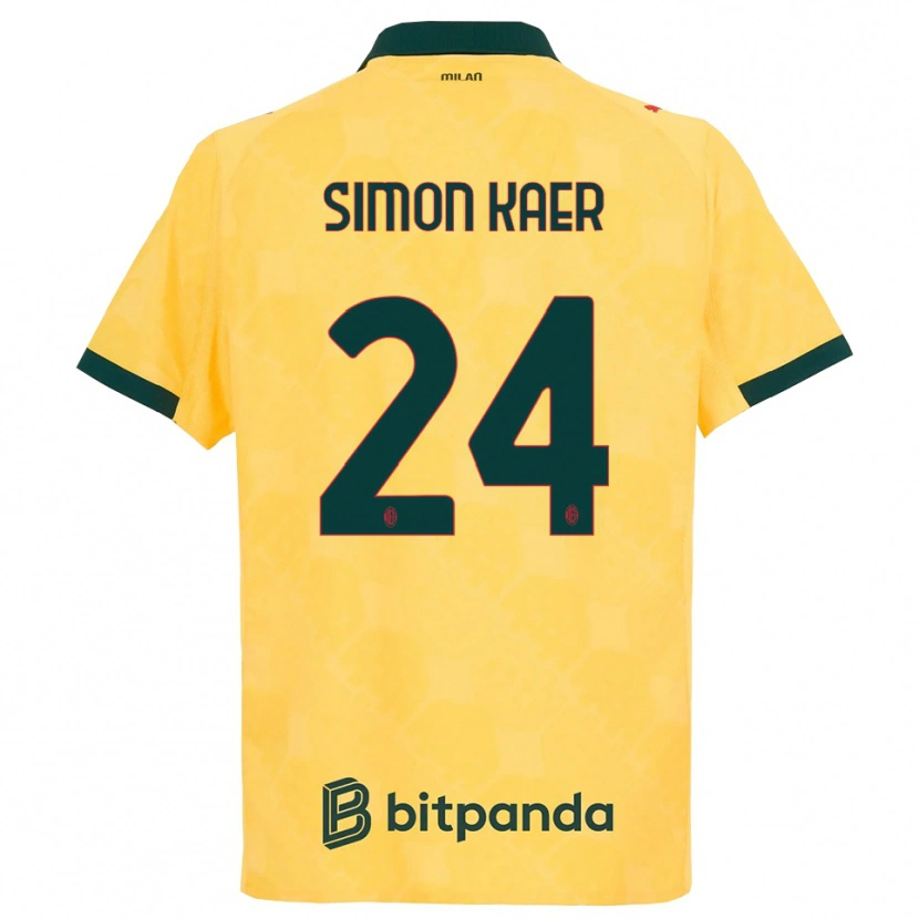 Danxen Hombre Camiseta Simon Kaer #24 Amarillo Negro Equipación Tercera 2025/26 La Camisa