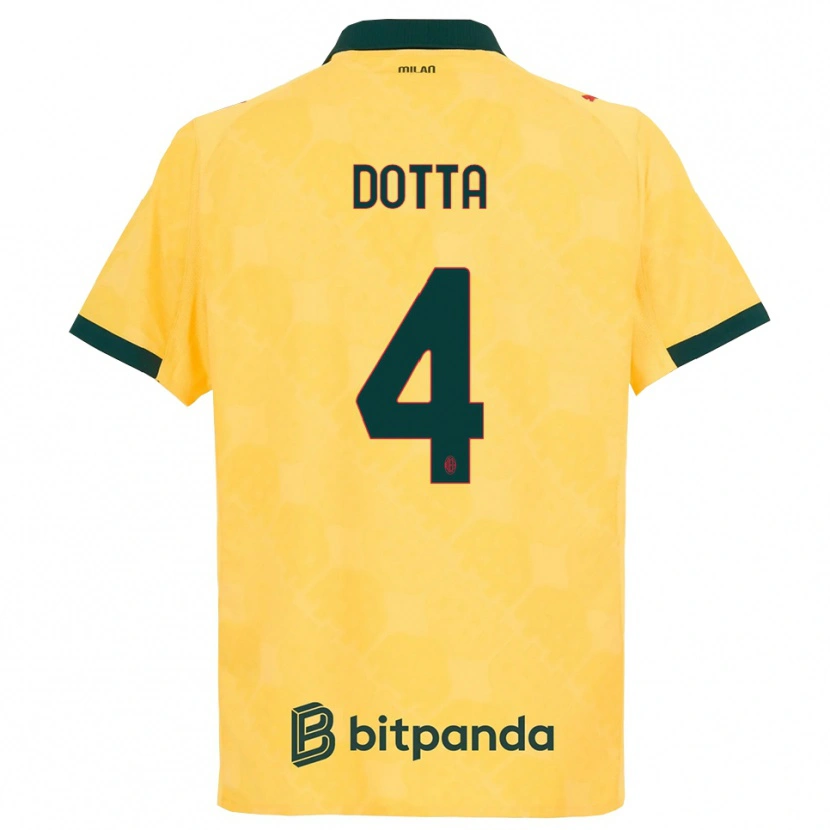 Danxen Hombre Camiseta Cristiano Dotta #4 Amarillo Negro Equipación Tercera 2025/26 La Camisa