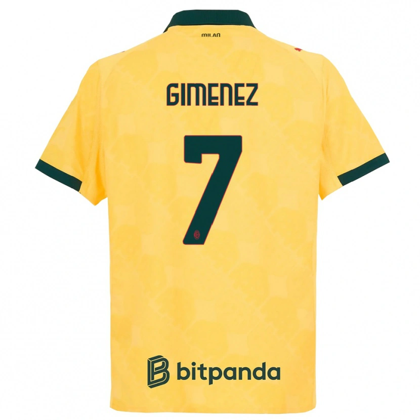 Danxen Hombre Camiseta Santiago Gimenez #7 Amarillo Negro Equipación Tercera 2025/26 La Camisa