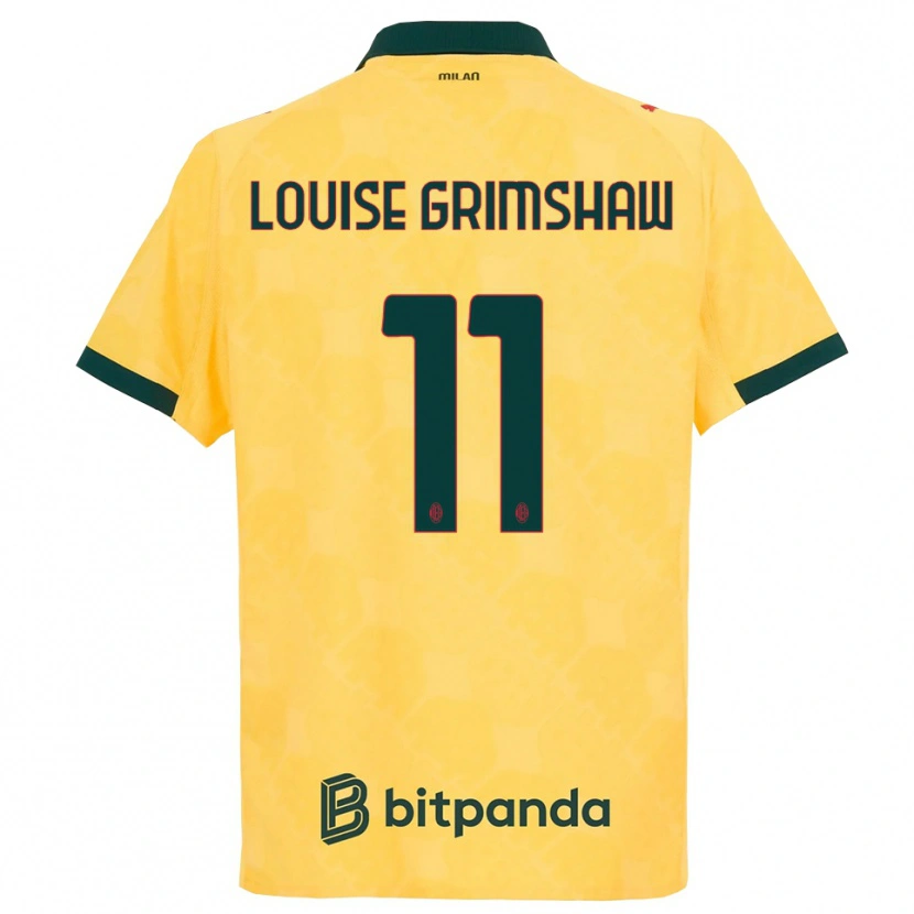 Danxen Hombre Camiseta Christy Louise Grimshaw #11 Amarillo Negro Equipación Tercera 2025/26 La Camisa