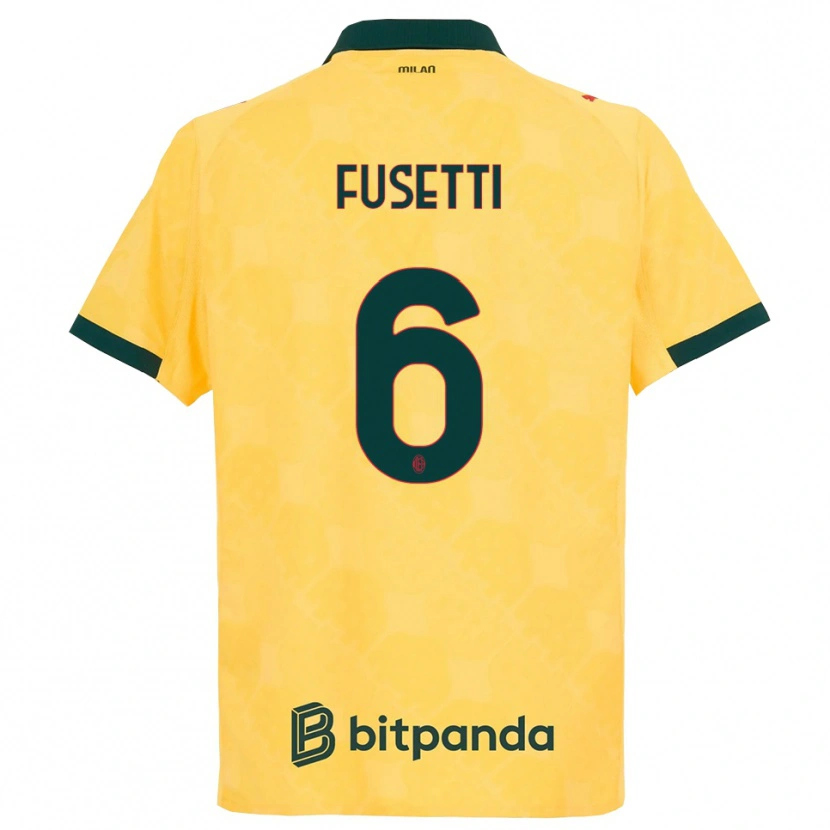 Danxen Hombre Camiseta Laura Fusetti #6 Amarillo Negro Equipación Tercera 2025/26 La Camisa