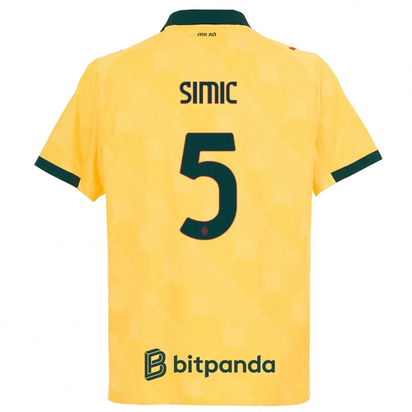 Danxen Hombre Camiseta Jan-Carlo Simic #5 Amarillo Negro Equipación Tercera 2025/26 La Camisa