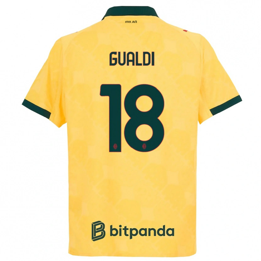 Danxen Hombre Camiseta Andrea Gualdi #18 Amarillo Negro Equipación Tercera 2025/26 La Camisa