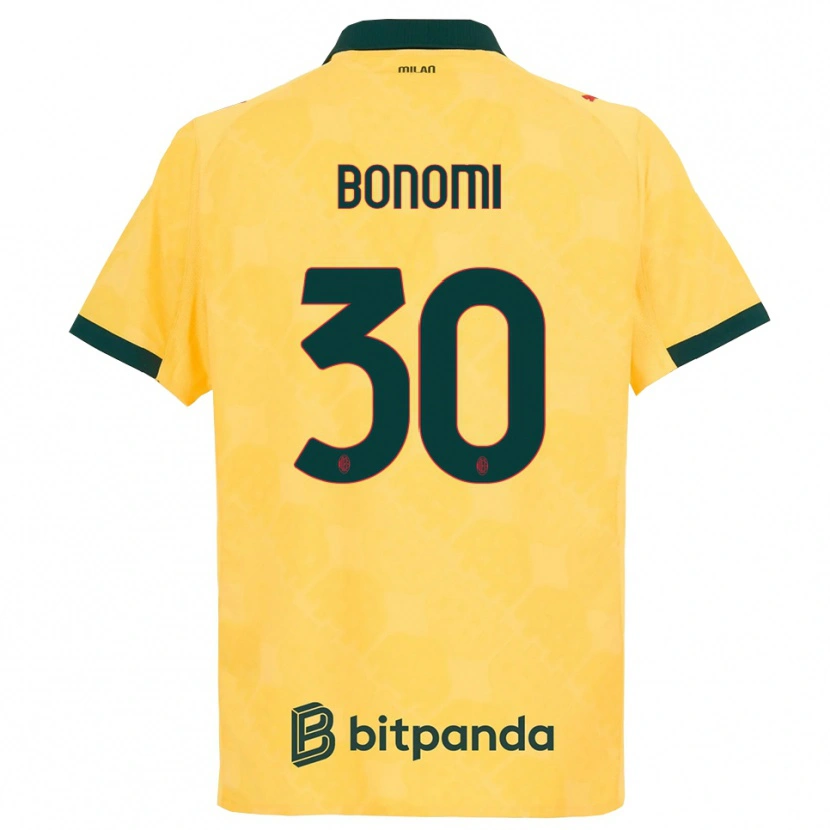Danxen Hombre Camiseta Alessandro Bonomi #30 Amarillo Negro Equipación Tercera 2025/26 La Camisa