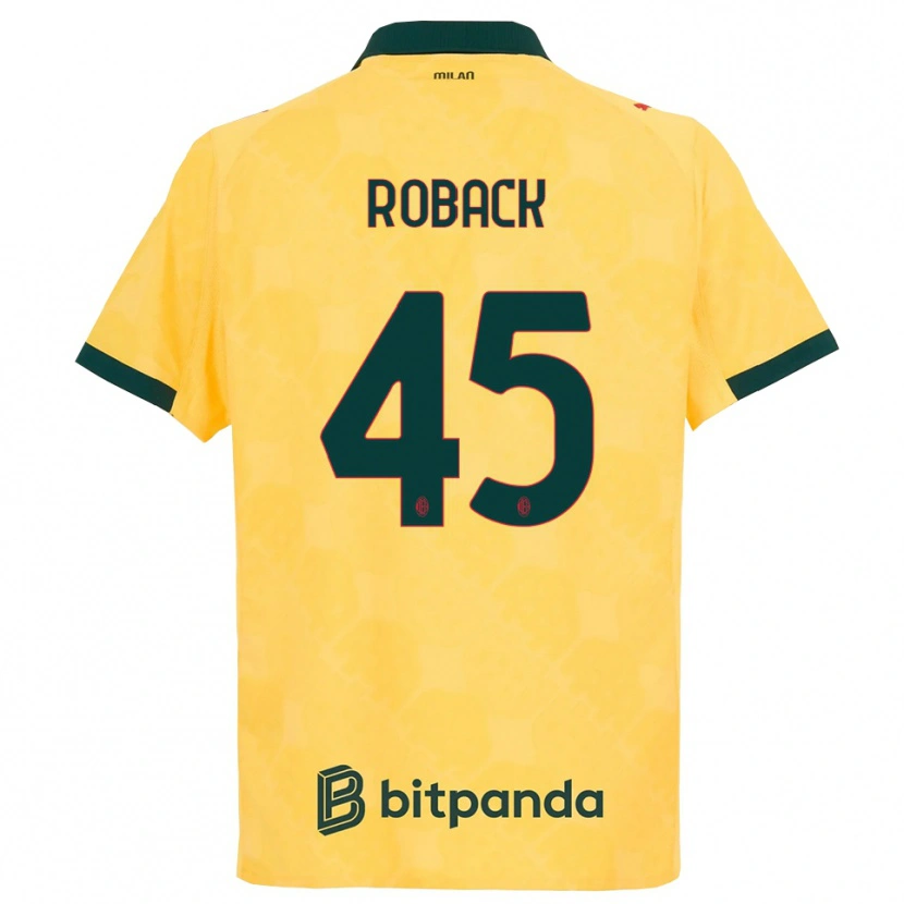 Danxen Hombre Camiseta Emil Roback #45 Amarillo Negro Equipación Tercera 2025/26 La Camisa