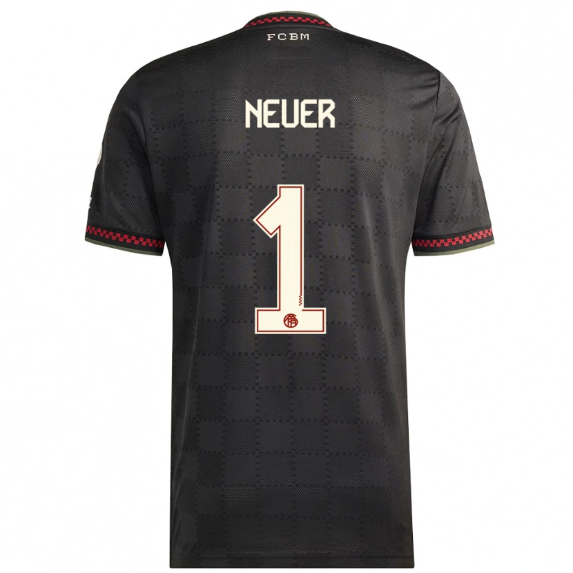 Danxen Hombre Camiseta Manuel Neuer #1 Negro Blanco Equipación Tercera 2025/26 La Camisa
