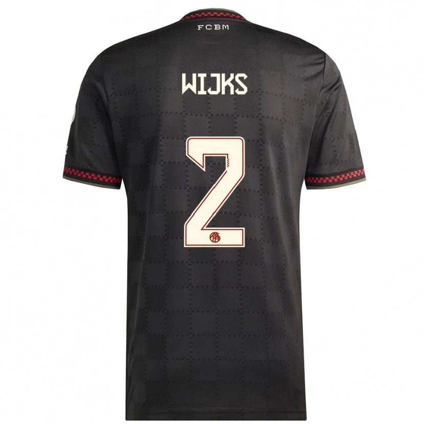 Danxen Hombre Camiseta Chivano Wijks #2 Negro Blanco Equipación Tercera 2025/26 La Camisa