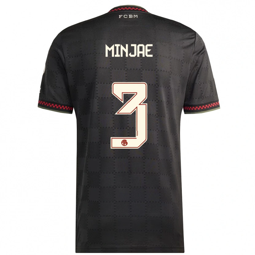 Danxen Hombre Camiseta Min-Jae Kim #3 Negro Blanco Equipación Tercera 2025/26 La Camisa