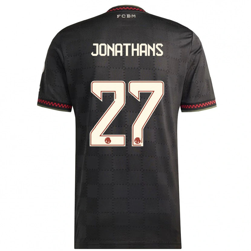 Danxen Hombre Camiseta David Jonathans #27 Negro Blanco Equipación Tercera 2025/26 La Camisa