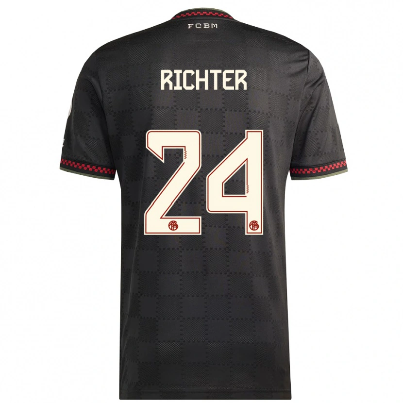 Danxen Hombre Camiseta Louis Richter #24 Negro Blanco Equipación Tercera 2025/26 La Camisa