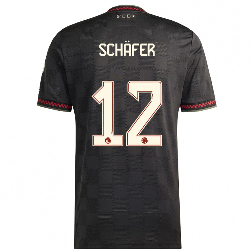 Danxen Hombre Camiseta Luis Schäfer #12 Negro Blanco Equipación Tercera 2025/26 La Camisa
